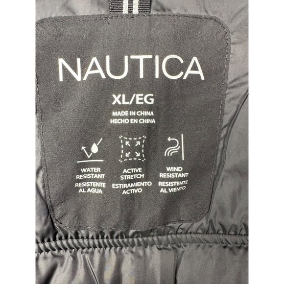 Nautica Men’s Quilted Softshell Jacket XL Black Full Zip Resistant Warm Coat New - Picture 2 of 11